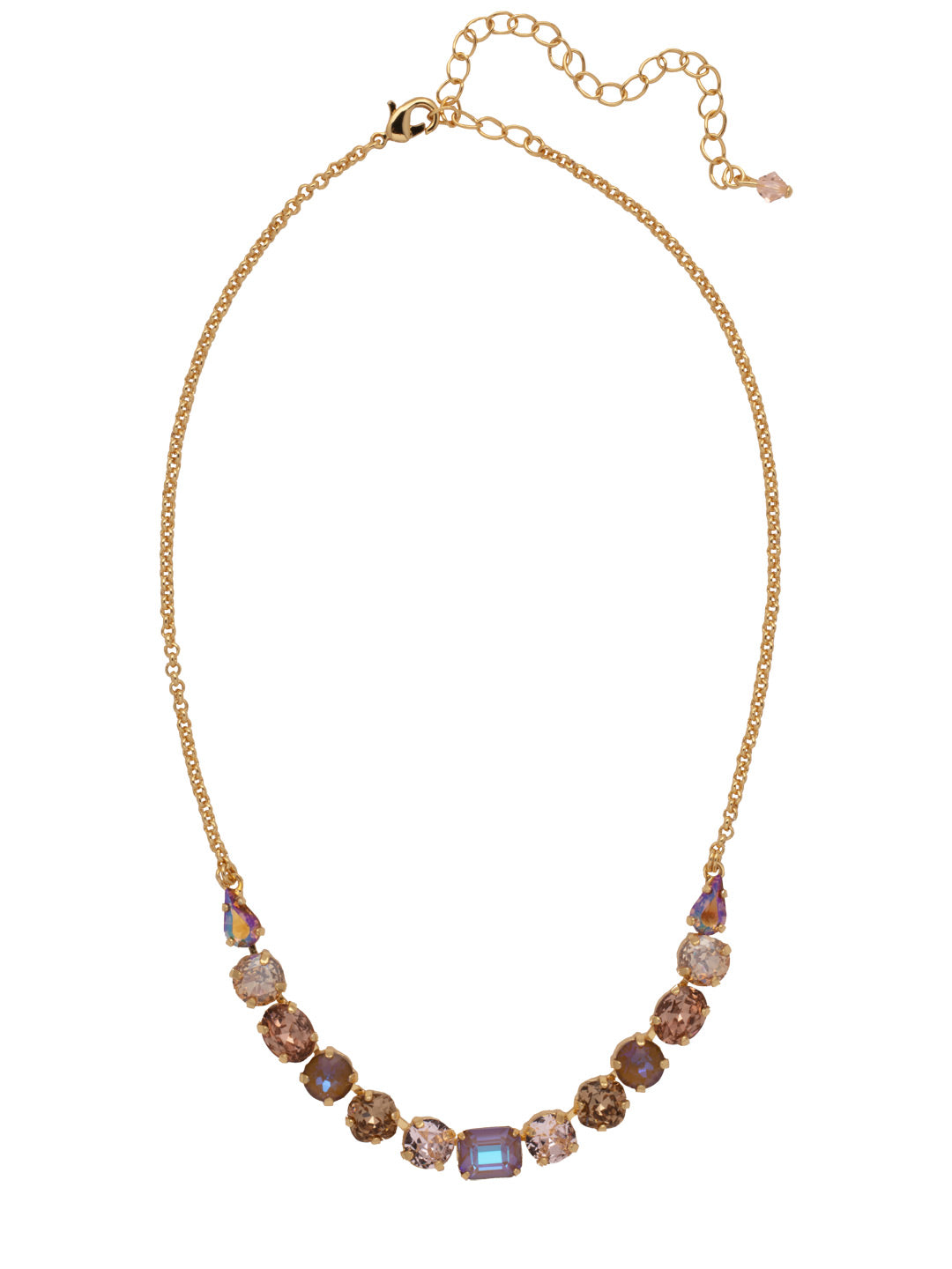 Tansy Half Line Tennis Necklace - NDQ14BGRSU - <p>Oval, round, emerald, pear and cushion cut crystals are accented by a delicate chain for subtle sparkle that looks great layered or worn solo. From Sorrelli's Raw Sugar collection in our Bright Gold-tone finish.</p>
