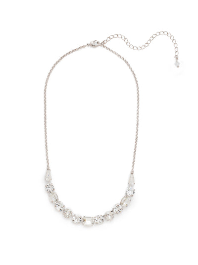 Tansy Half Line Tennis Necklace - NDQ14RHCRY - <p>Oval, round, emerald, pear and cushion cut crystals are accented by a delicate chain for subtle sparkle that looks great layered or worn solo. From Sorrelli's Crystal collection in our Palladium Silver-tone finish.</p>
