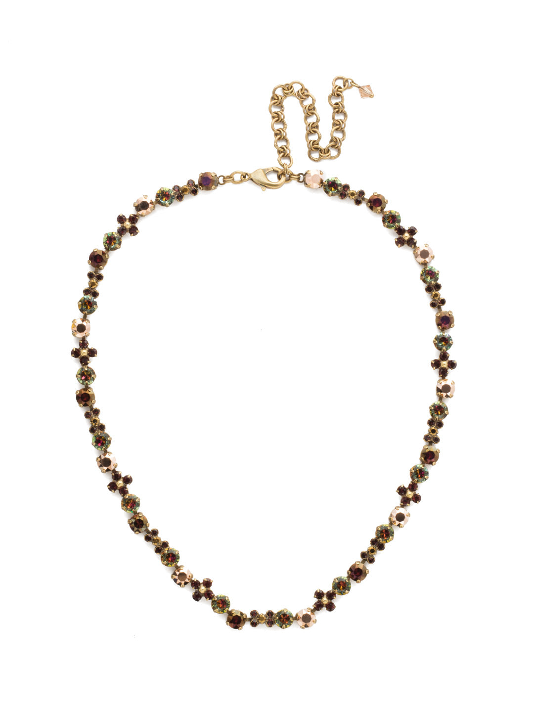 Enya Tennis Necklace - NDQ39AGM - A classic Sorrelli style to make a statement or wear everyday. From Sorrelli's Mahogany collection in our Antique Gold-tone finish.