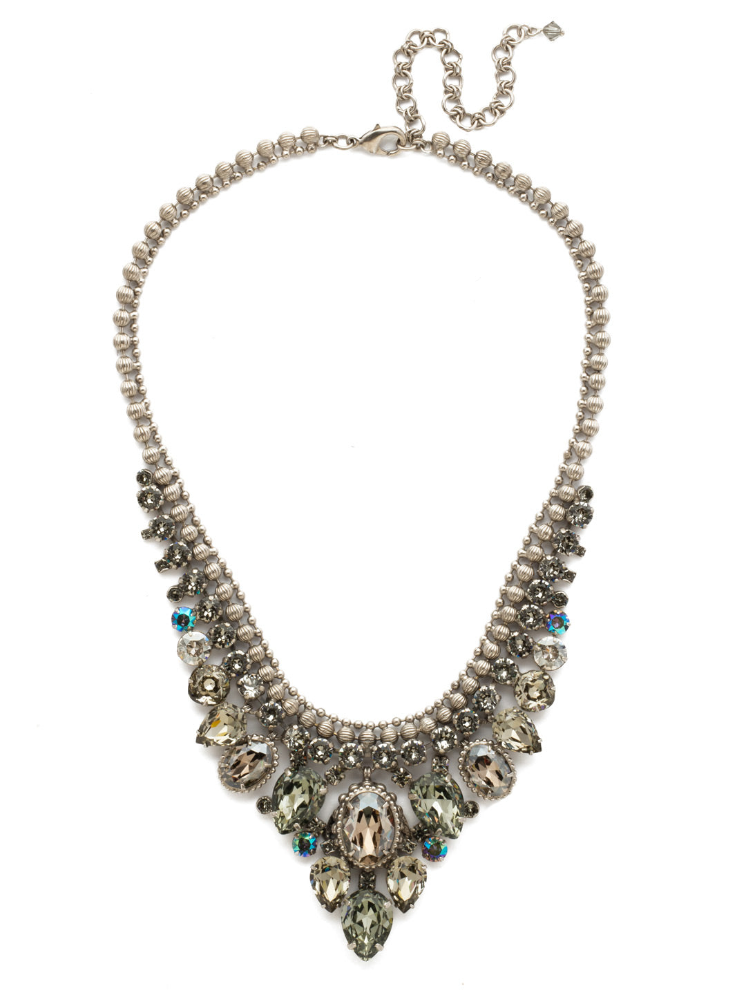 Protea Statement Statement Necklace - NDQ3ASCRO - <p>If you feel that bold is better, Protea is the necklace for you! With en elegantly edged chain and crystal for days, this statement-making style pairs perfectly with everything from your favorite party dress to jeans and a sweater! From Sorrelli's Crystal Rock collection in our Antique Silver-tone finish.</p>