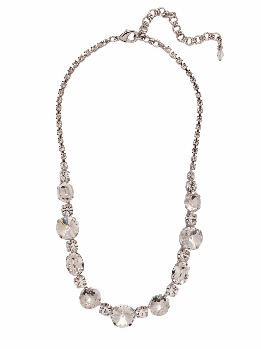 Full Circle Statement Necklace - NDQ43PDCRY - <p>Need a look that goes full circle? Three circular rivoli crystals mix with other round and oval gems in this everyday stunner. A rhinestone chain completes the look for all-around allure. From Sorrelli's Crystal collection in our Palladium finish.</p>