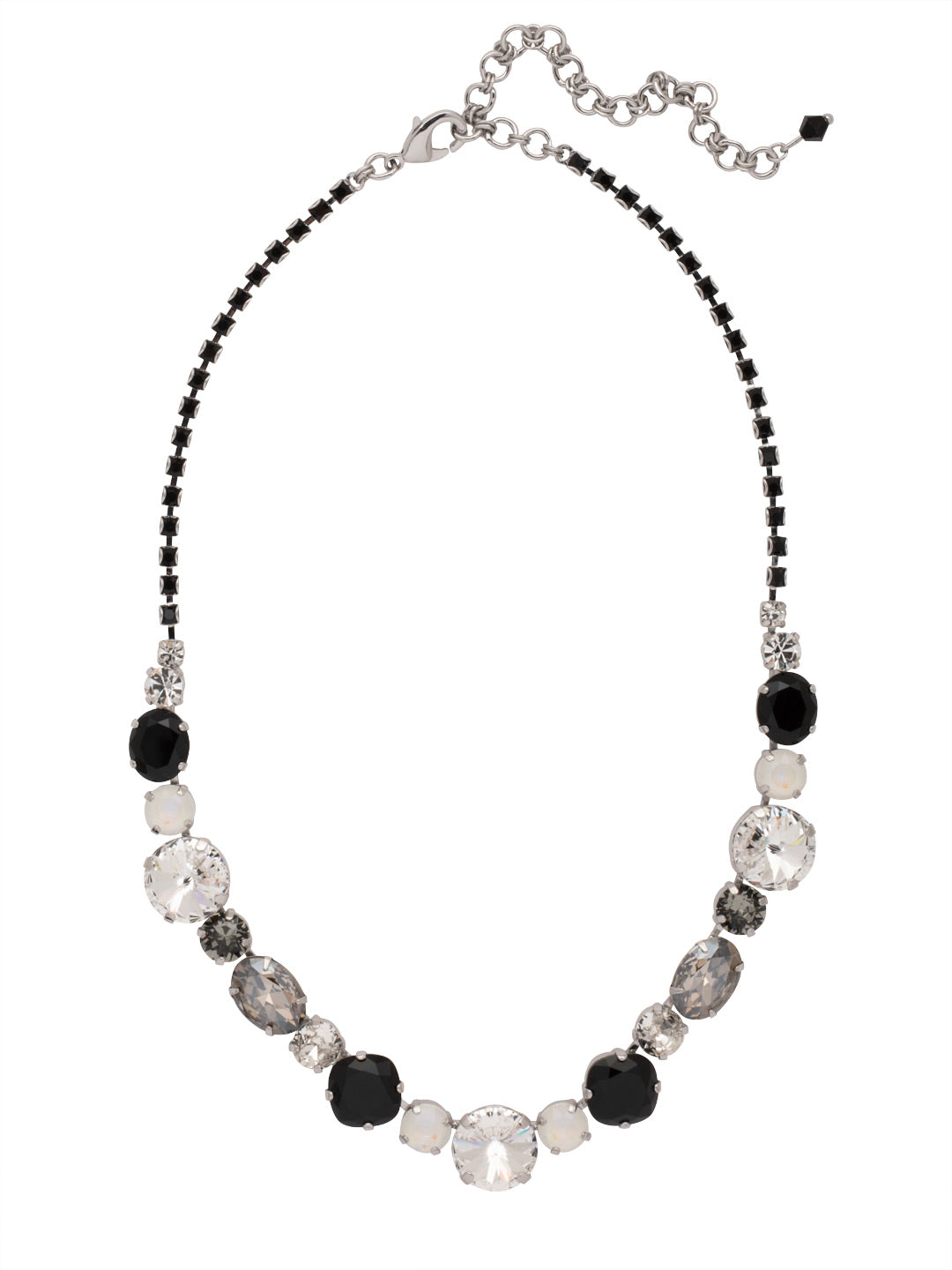 Full Circle Statement Necklace - NDQ43PDSNI - <p>Need a look that goes full circle? Three circular rivoli crystals mix with other round and oval gems in this everyday stunner. A rhinestone chain completes the look for all-around allure. From Sorrelli's Starry Night collection in our Palladium finish.</p>