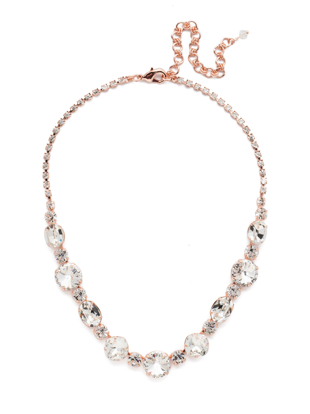 Full Circle Statement Necklace - NDQ43RGCRY - <p>Need a look that goes full circle? Three circular rivoli crystals mix with other round and oval gems in this everyday stunner. A rhinestone chain completes the look for all-around allure. From Sorrelli's Crystal collection in our Rose Gold-tone finish.</p>