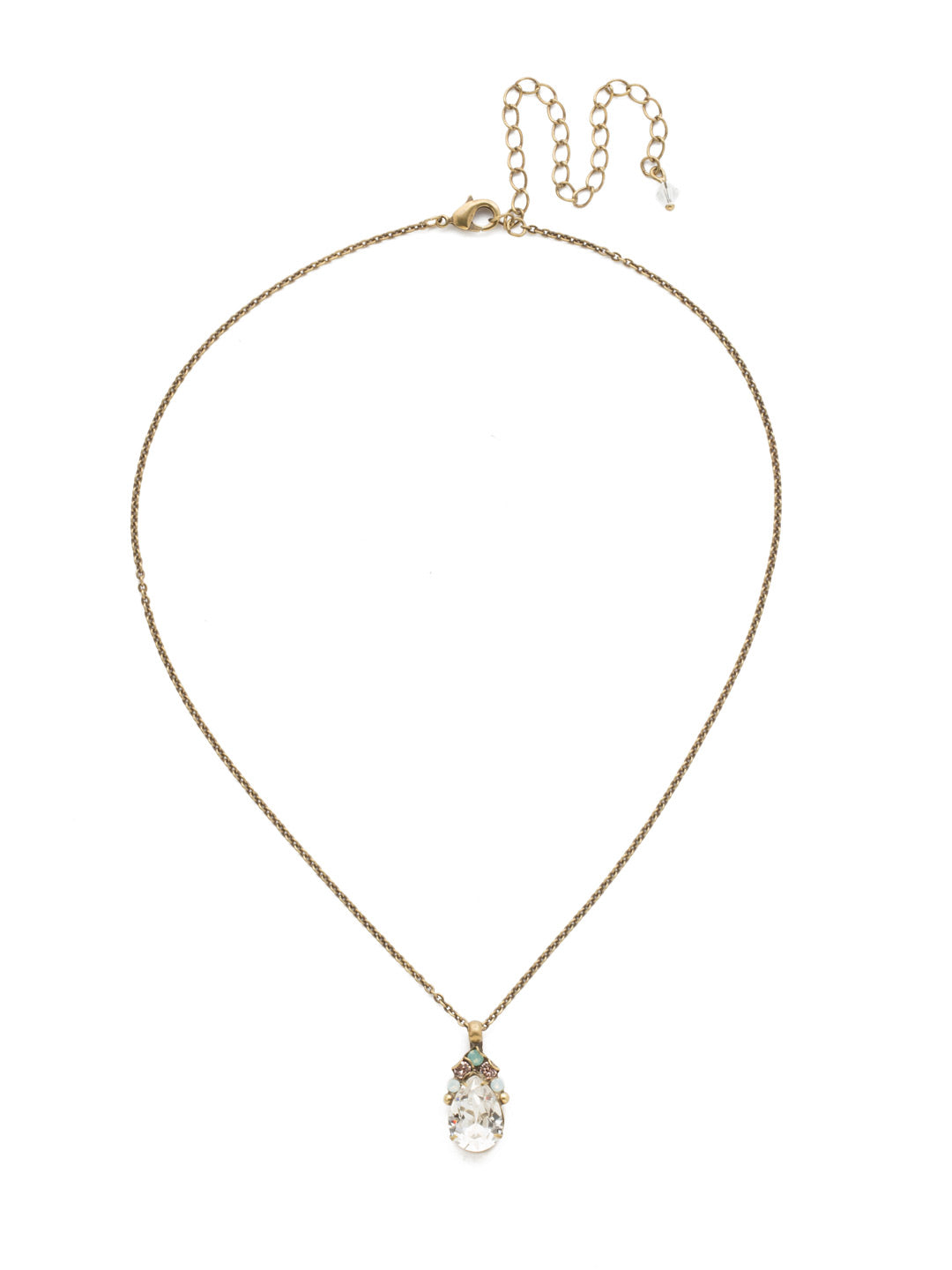 Timeless Tiara Necklace - NDQ44AGWMA - <p>A delicate teardrop pendant sprinkled with dainty details on top. From Sorrelli's White Magnolia collection in our Antique Gold-tone finish.</p>