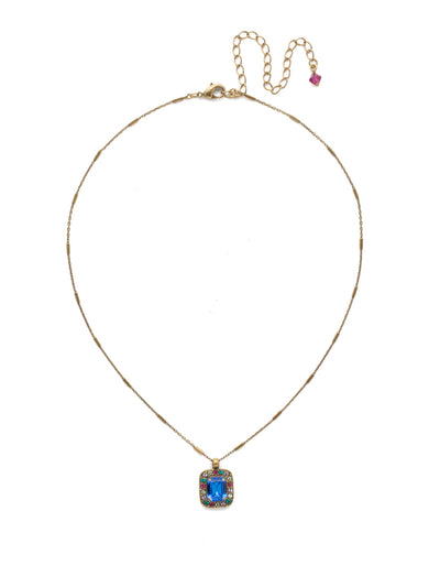 Opulent Octagon Pendant Necklace - NDQ50AGWIL - <p>A central crystal surrounded by petite gems in a rectangular setting. From Sorrelli's Wildflower collection in our Antique Gold-tone finish.</p>