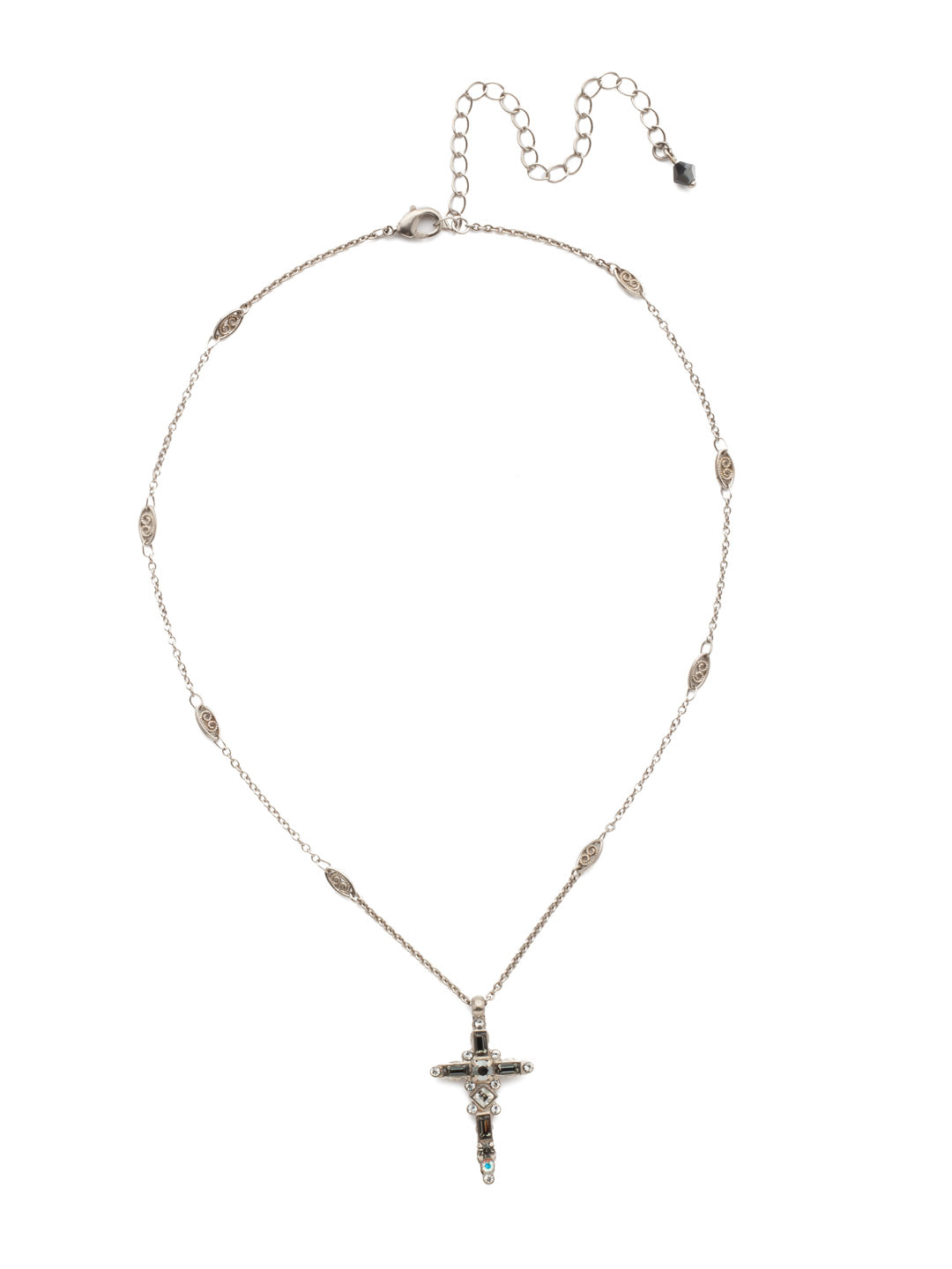Dierdre Cross Pendant Necklace - NDQ54ASCRO - <p>A truly divine pendant. This delicate cross necklace features multi-cut crystals in an antique inspired setting. This crystal cross necklace offers movement on the chain for ease of wear. From Sorrelli's Crystal Rock collection in our Antique Silver-tone finish.</p>