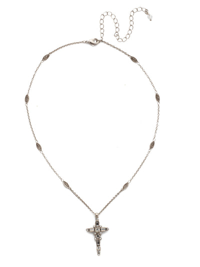 Dierdre Cross Pendant Necklace - NDQ54ASCRY - <p>A truly divine pendant. This delicate cross necklace features multi-cut crystals in an antique inspired setting. This crystal cross necklace offers movement on the chain for ease of wear. From Sorrelli's Crystal collection in our Antique Silver-tone finish.</p>