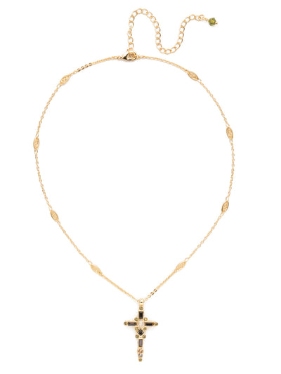 Dierdre Cross Pendant Necklace - NDQ54BGCSM - A truly divine pendant. This delicate cross necklace features multi-cut crystals in an antique inspired setting. This crystal cross necklace offers movement on the chain for ease of wear. From Sorrelli's Cashmere collection in our Bright Gold-tone finish.