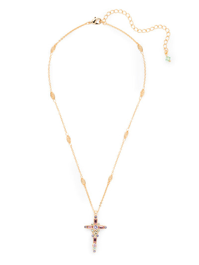Dierdre Cross Pendant Necklace - NDQ54BGSPR - <p>A truly divine pendant. This delicate cross necklace features multi-cut crystals in an antique inspired setting. This crystal cross necklace offers movement on the chain for ease of wear. From Sorrelli's Spring Rain collection in our Bright Gold-tone finish.</p>