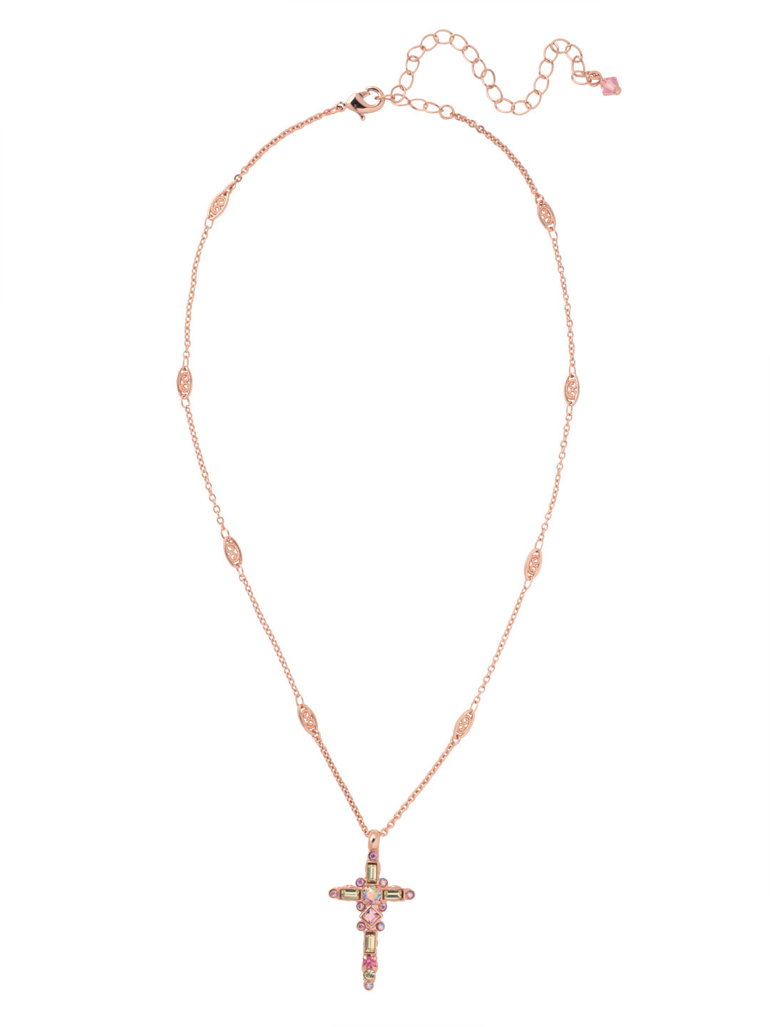 Dierdre Cross Pendant Necklace - NDQ54RGPPN - <p>A truly divine pendant. This delicate cross necklace features multi-cut crystals in an antique inspired setting. This crystal cross necklace offers movement on the chain for ease of wear. From Sorrelli's Pink Pineapple collection in our Rose Gold-tone finish.</p>