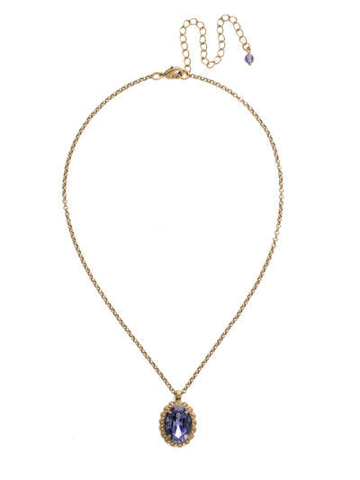 Camellia Pendant Necklace - NDQ7AGJT - A large crystal oval with decorative metal edging adds the perfect finishing touch to your look.