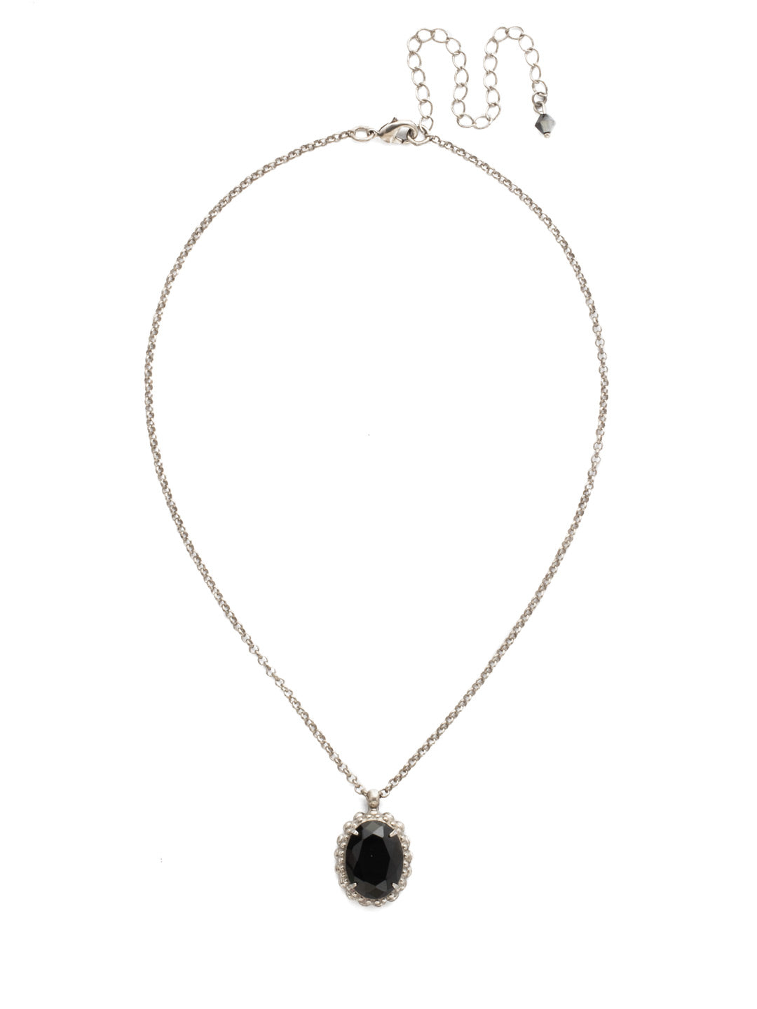 Camellia Pendant Necklace - NDQ7ASBON - A large crystal oval with decorative metal edging adds the perfect finishing touch to your look. From Sorrelli's Black Onyx collection in our Antique Silver-tone finish.