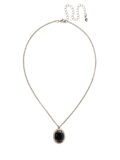 Camellia Pendant Necklace - NDQ7ASBON - <p>A large crystal oval with decorative metal edging adds the perfect finishing touch to your look. From Sorrelli's Black Onyx collection in our Antique Silver-tone finish.</p>