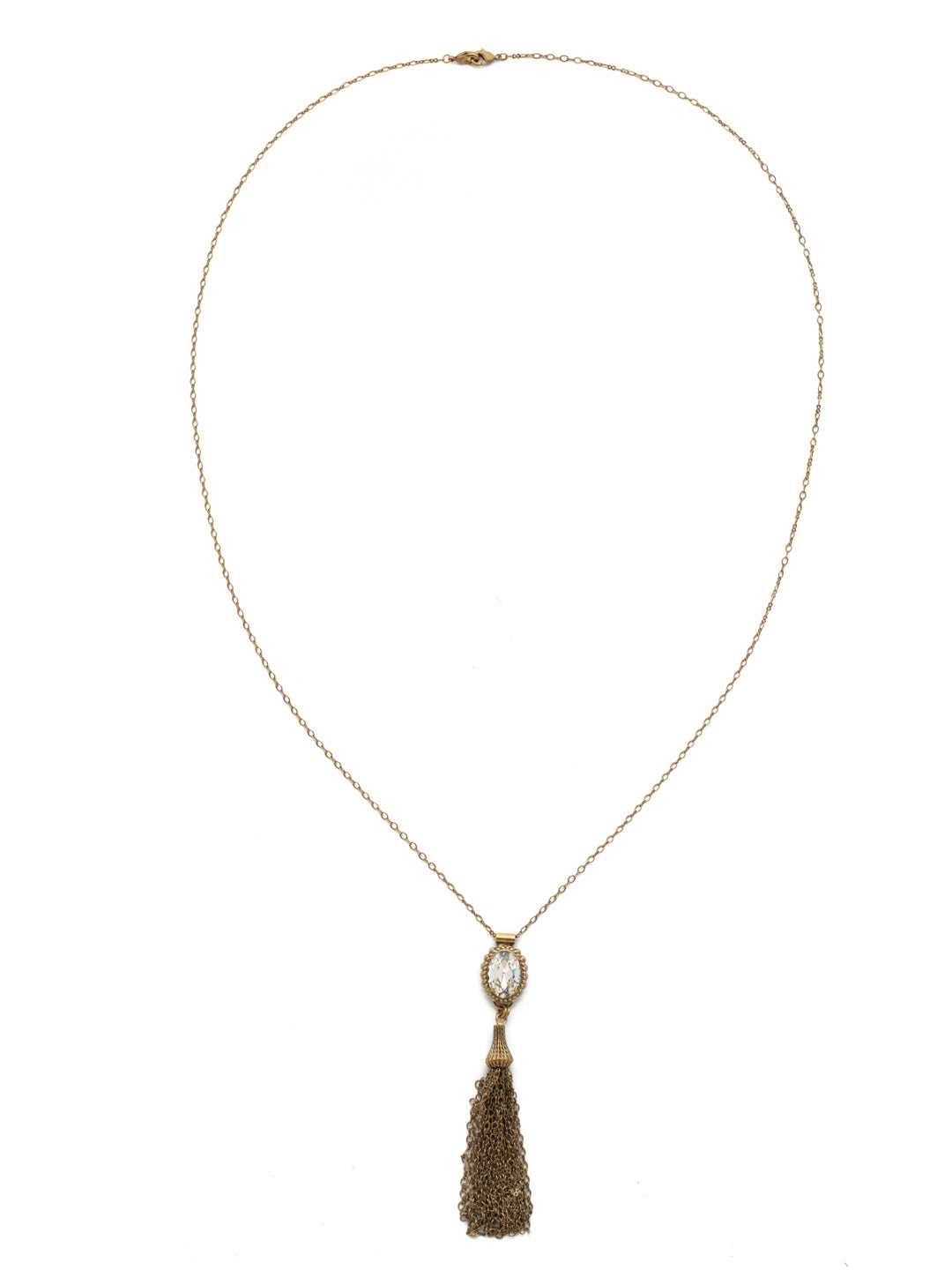 Camellia Tassle Necklace - NDQ9AGCRY - <p>A delicate oval crystal surrounded by a decorative metal border is the perfect piece for those who want to be trend-right this season. From Sorrelli's Crystal collection in our Antique Gold-tone finish.</p>