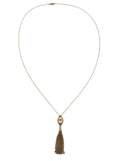 Camellia Tassle Necklace - NDQ9AGNT - <p>A delicate oval crystal surrounded by a decorative metal border is the perfect piece for those who want to be trend-right this season. From Sorrelli's Neutral Territory collection in our Antique Gold-tone finish.</p>