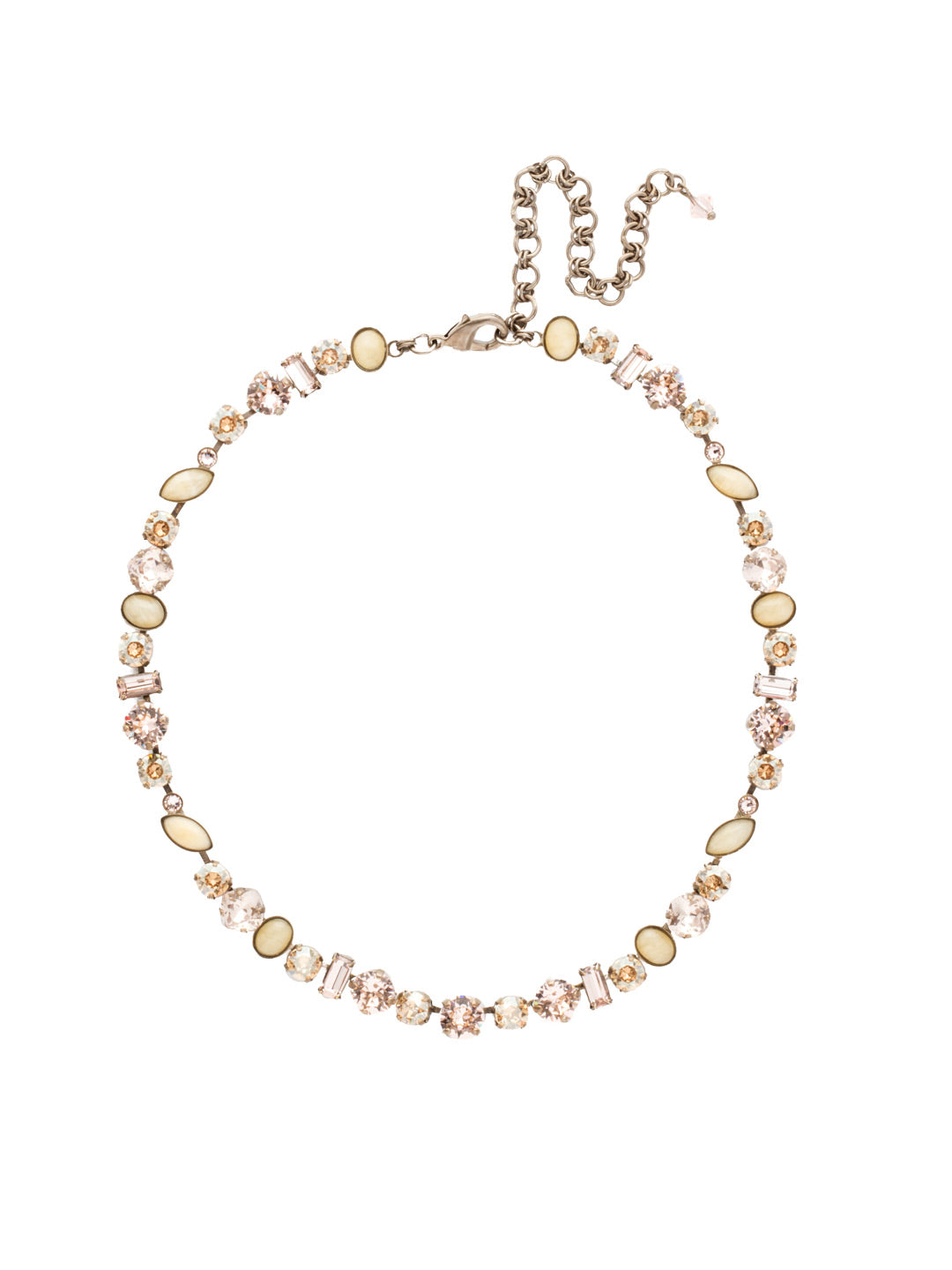 Constantia Necklace Tennis Necklace - NDR16ASSBL - Mix it up with a variety of crystals and complementary cabochons in a classic Sorrelli setting. From Sorrelli's Satin Blush collection in our Antique Silver-tone finish.