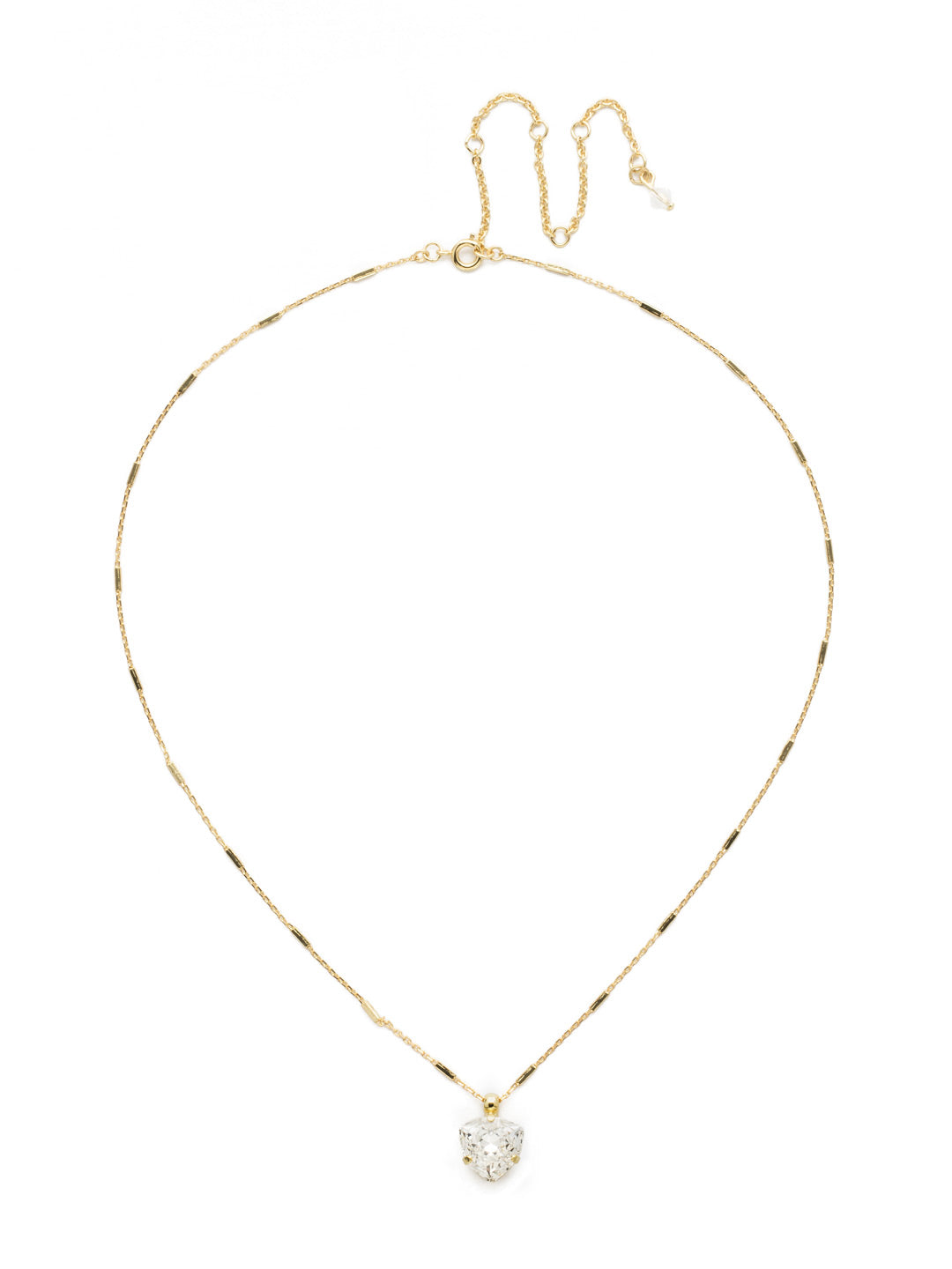 Perfectly Pretty Pendant Necklace - NDS10BGCRY - <p>A classic and elegant look, this design features a trillion cut crystal hanging from a delicate bar chain. From Sorrelli's Crystal collection in our Bright Gold-tone finish.</p>