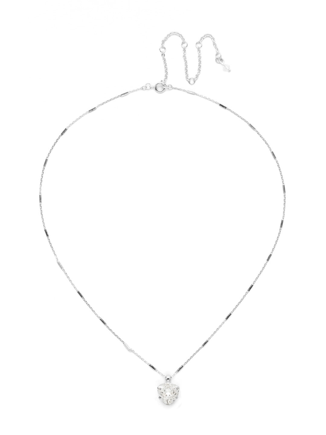 Perfectly Pretty Pendant Necklace - NDS10RHCRY - <p>A classic and elegant look, this design features a trillion cut crystal hanging from a delicate bar chain. From Sorrelli's Crystal collection in our Palladium Silver-tone finish.</p>