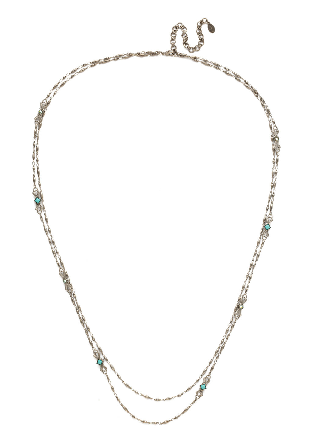 Sage Necklace - NDS14ASVH - <p>A decorative chain is adorned with an alternating pattern of crystals and semi-precious stones in this understated style. From Sorrelli's Vivid Horizons collection in our Antique Silver-tone finish.</p>