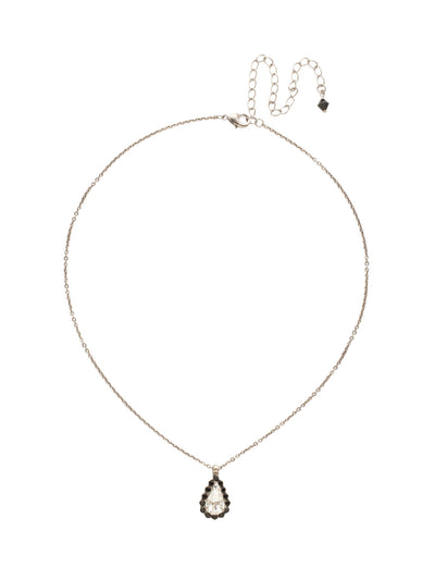 Arum Pendant Necklace - NDS22ASBLT - A pear shaped crystal pendant is outlined in petite rounds. Wear alone for subtle sparkle or pair with other necklaces for added flair. From Sorrelli's Black Tie collection in our Antique Silver-tone finish.