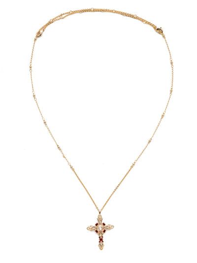 Elowen Pendant Necklace - NDS3BGSRC - This long-strand cross is full of delicate detail, from its decorative chain to the brilliant mix of crystal shapes. This style also features a double lobster claw closure which allows for extreme length adjustment and easy layering with other necklaces. From Sorrelli's Scarlet Champagne  collection in our Bright Gold-tone finish.