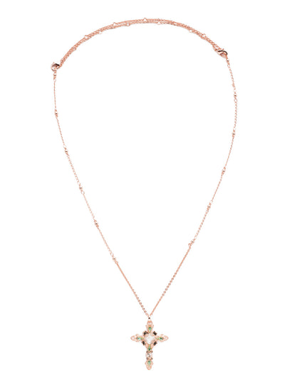 Elowen Pendant Necklace - NDS3RGCAZ - <p>This long-strand cross is full of delicate detail, from its decorative chain to the brilliant mix of crystal shapes. This style also features a double lobster claw closure which allows for extreme length adjustment and easy layering with other necklaces. From Sorrelli's Crystal Azure collection in our Rose Gold-tone finish.</p>