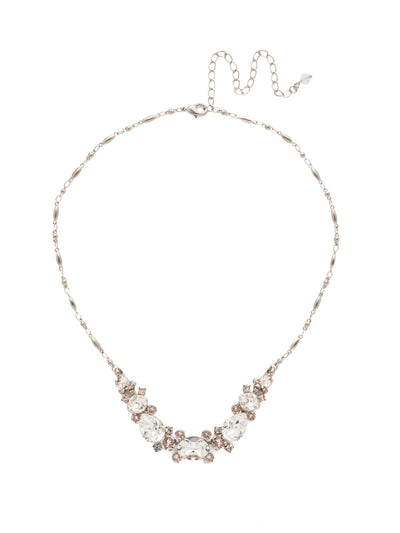 Laurel Tennis Necklace - NDS49ASPLS - A large oval crystal takes center stage in the Laurel necklace, flanked by large pear and marquise cut crystals. Sprinkle in some small round cut stones and you've got the perfect recipe for style! From Sorrelli's Soft Petal collection in our Antique Silver-tone finish.