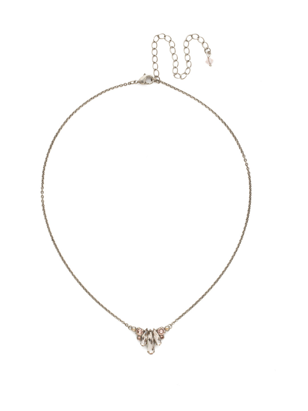 Sedum Pendant Necklace - NDT13ASSBL - Three elongated navettes are flanked by single round crystals for a simple, romantic feel.