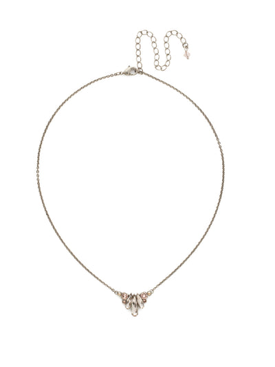 Sedum Pendant Necklace - NDT13ASSBL - Three elongated navettes are flanked by single round crystals for a simple, romantic feel.
