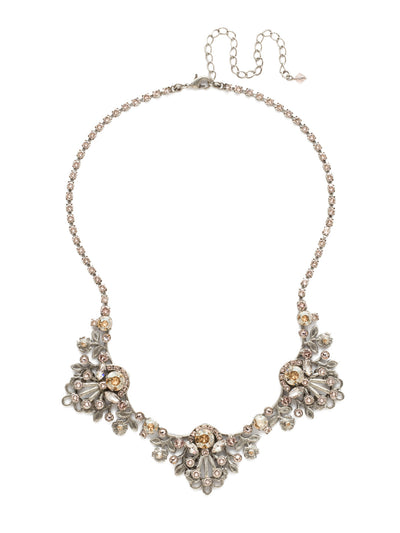 Linden Statement Necklace - NDT18ASSBL - <p>Feminine, floral metalwork is accented with a mixture of round and navette crystals. From Sorrelli's Satin Blush collection in our Antique Silver-tone finish.</p>