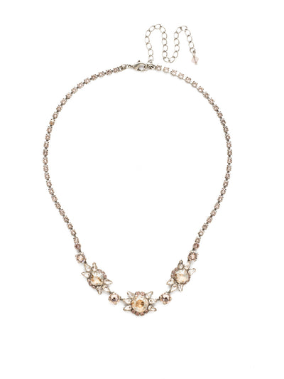 Silene Necklace Tennis Necklace - NDT1ASSBL - <p>Three ornately set cushion cut crystals are the highlight of this whimsical, timeless necklace. From Sorrelli's Satin Blush collection in our Antique Silver-tone finish.</p>
