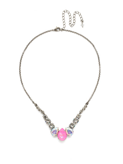 Peony Tennis Necklace - NDT29ASPMU - <p>A central teardrop shaped crystal accented by two smaller pears and round crystal details creates a look that's sure to please. From Sorrelli's Pink Mutiny collection in our Antique Silver-tone finish.</p>