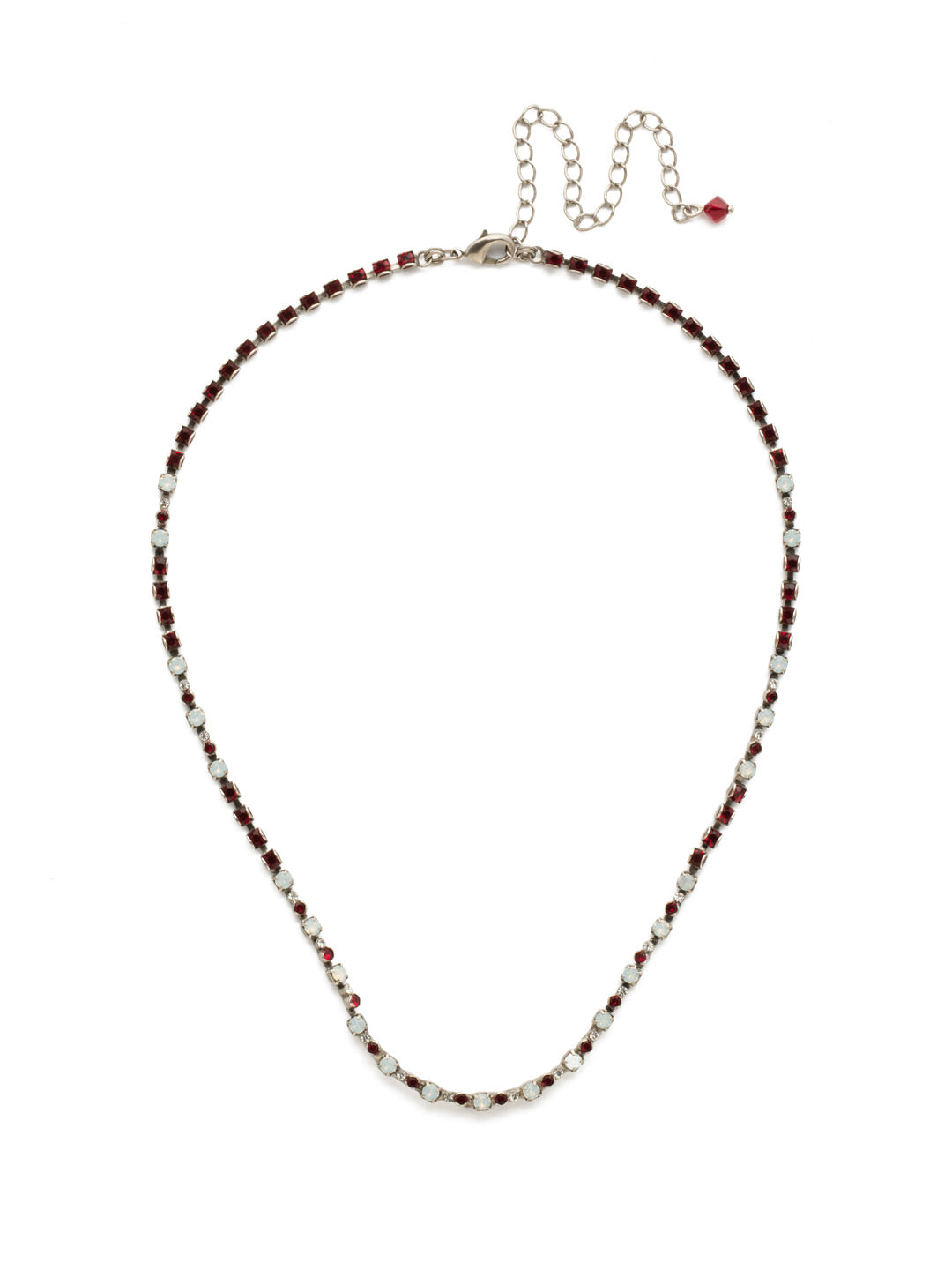 The Skinny Necklace - NDU45ASCP - <p>Petite round crystals in a variety of settings align to form this sleek, slender style. From Sorrelli's Crimson Pride collection in our Antique Silver-tone finish.</p>