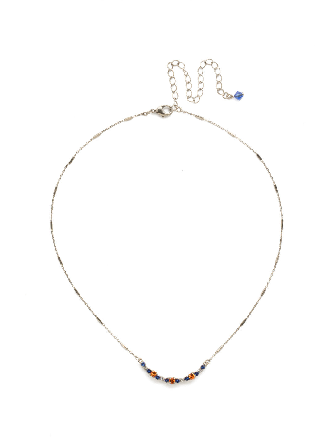 The Skinny Mini Necklace - NDU46ASOCR - <p>Petite round crystals in a variety of settings form a subtle arc highlighted with a delicate embellished chain. From Sorrelli's Orange Crush collection in our Antique Silver-tone finish.</p>