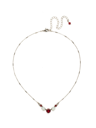 Gemini Necklace - NDU48ASCP - <p>A perfectly symmetrical setting of round crystals adorns a delicate, detailed chain. From Sorrelli's Crimson Pride collection in our Antique Silver-tone finish.</p>