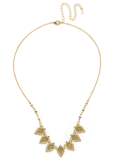 Points of View Necklace - NDW20BGCRY - A series of identical metal triangles with complementary crystals along the edges.