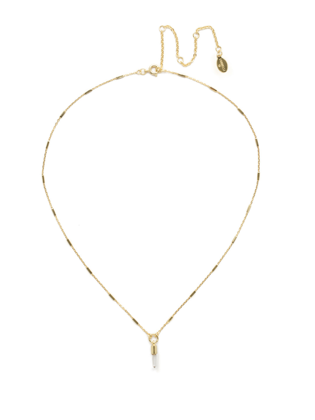 Locked In Necklace Pendant Necklace - NDW24BGCRY - <p>Metal finished with a raw, natural crystal on a bar chain emphasizes this naturally beautiful design. From Sorrelli's Crystal collection in our Bright Gold-tone finish.</p>
