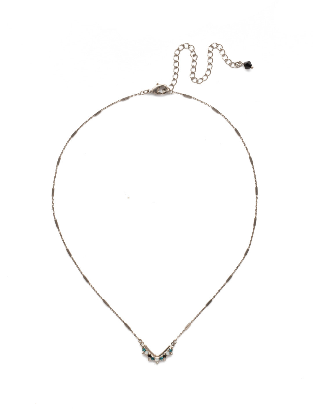 Jagged Pendant Necklace - NDW9ASGDG - A small crystal-enveloped chevron combines with ball chain in this simple look.