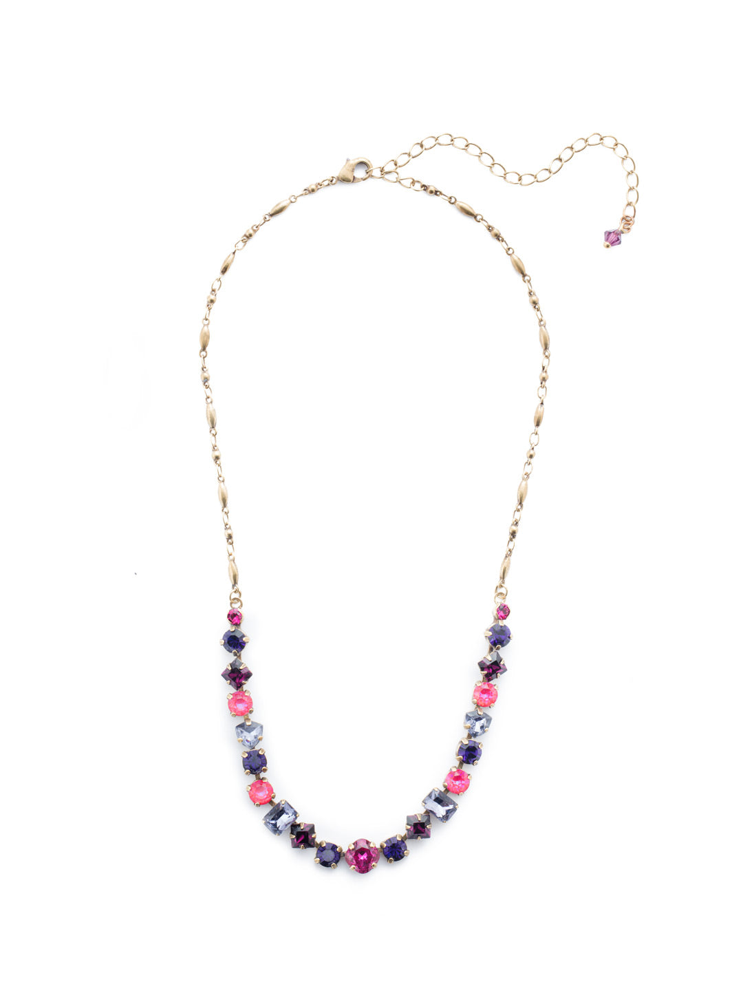 Papaver Tennis Necklace - NDX14AGDCS - <p>This classic half line crystal necklace features an assortment of geometric shapes finished with a delicate metal chain. From Sorrelli's Duchess collection in our Antique Gold-tone finish.</p>
