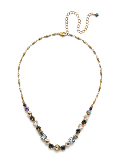 Papaver Tennis Necklace - NDX14AGSDE - <p>This classic half line crystal necklace features an assortment of geometric shapes finished with a delicate metal chain. From Sorrelli's Selvedge Denim collection in our Antique Gold-tone finish.</p>
