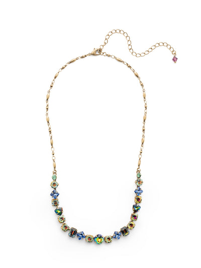 Papaver Tennis Necklace - NDX14AGVO - <p>This classic half line crystal necklace features an assortment of geometric shapes finished with a delicate metal chain. From Sorrelli's Volcano collection in our Antique Gold-tone finish.</p>