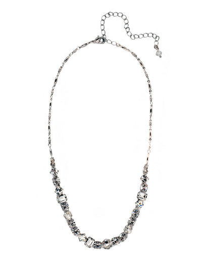 Papaver Tennis Necklace - NDX14PDCRY - <p>This classic half line crystal necklace features an assortment of geometric shapes finished with a delicate metal chain. From Sorrelli's Crystal collection in our Palladium finish.</p>