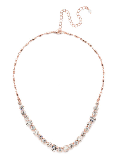Papaver Tennis Necklace - NDX14RGCRY - <p>This classic half line crystal necklace features an assortment of geometric shapes finished with a delicate metal chain. From Sorrelli's Crystal collection in our Rose Gold-tone finish.</p>
