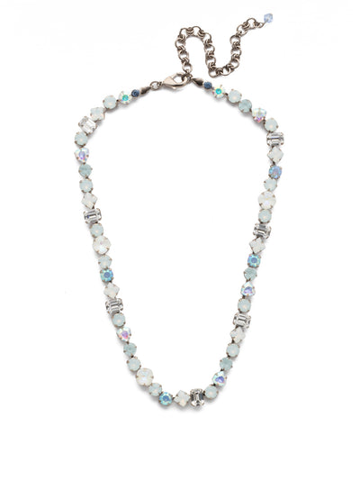 Sedge Tennis Necklace - NDX1ASGLC - <p>This fully encrusted crystal necklace features a variety of stones in square, round, cushion antique, triangle antique, and baguette shapes. From Sorrelli's Glacier collection in our Antique Silver-tone finish.</p>