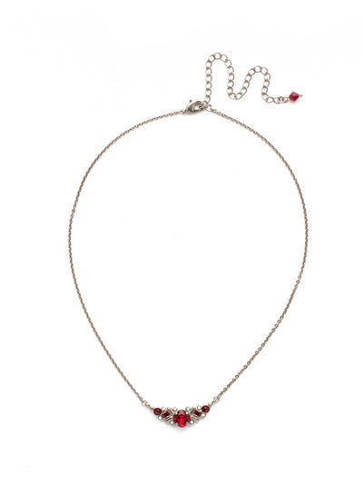 Araila Pendant Necklace - NDX3ASCP - A small round cushion cut stone with metal details takes center stage while small rounds provide a delicate accent. From Sorrelli's Crimson Pride collection in our Antique Silver-tone finish.
