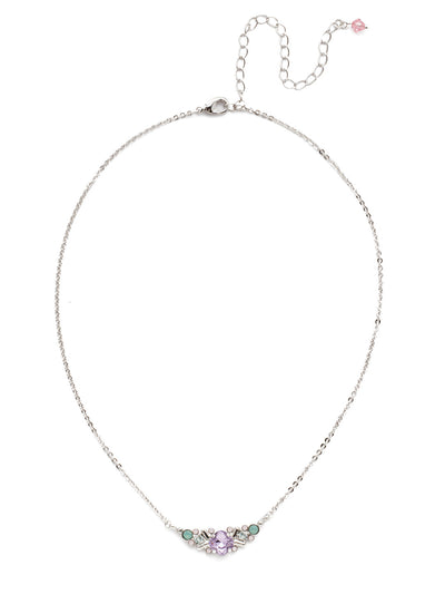 Araila Pendant Necklace - NDX3RHTUL - <p>A small round cushion cut stone with metal details takes center stage while small rounds provide a delicate accent. From Sorrelli's Tulip collection in our Palladium Silver-tone finish.</p>