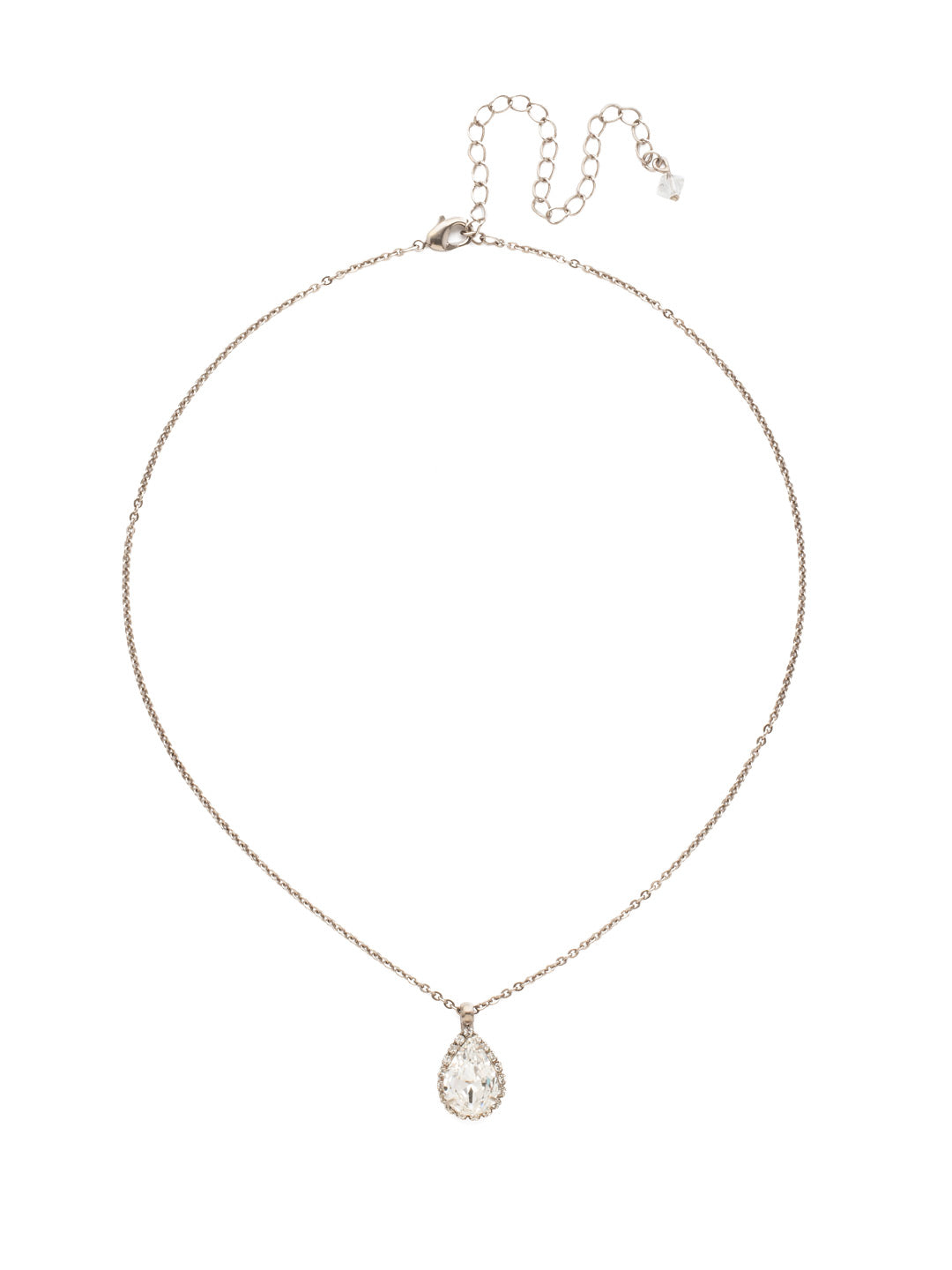 Rain Droplet  Necklace - NDY16ASCRY - <p>A delicate pear shaped crystal with a decorative rhinestone border adds just the right amount of sparkle and shine! From Sorrelli's Crystal collection in our Antique Silver-tone finish.</p>