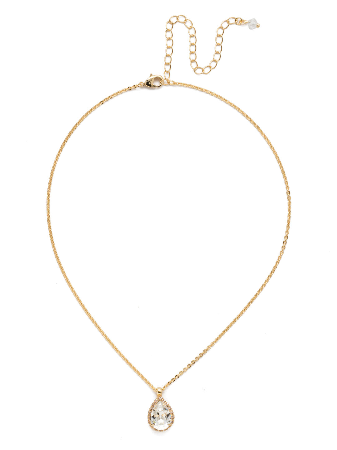 Rain Droplet  Necklace - NDY16BGPLS - <p>A delicate pear shaped crystal with a decorative rhinestone border adds just the right amount of sparkle and shine! From Sorrelli's Soft Petal collection in our Bright Gold-tone finish.</p>