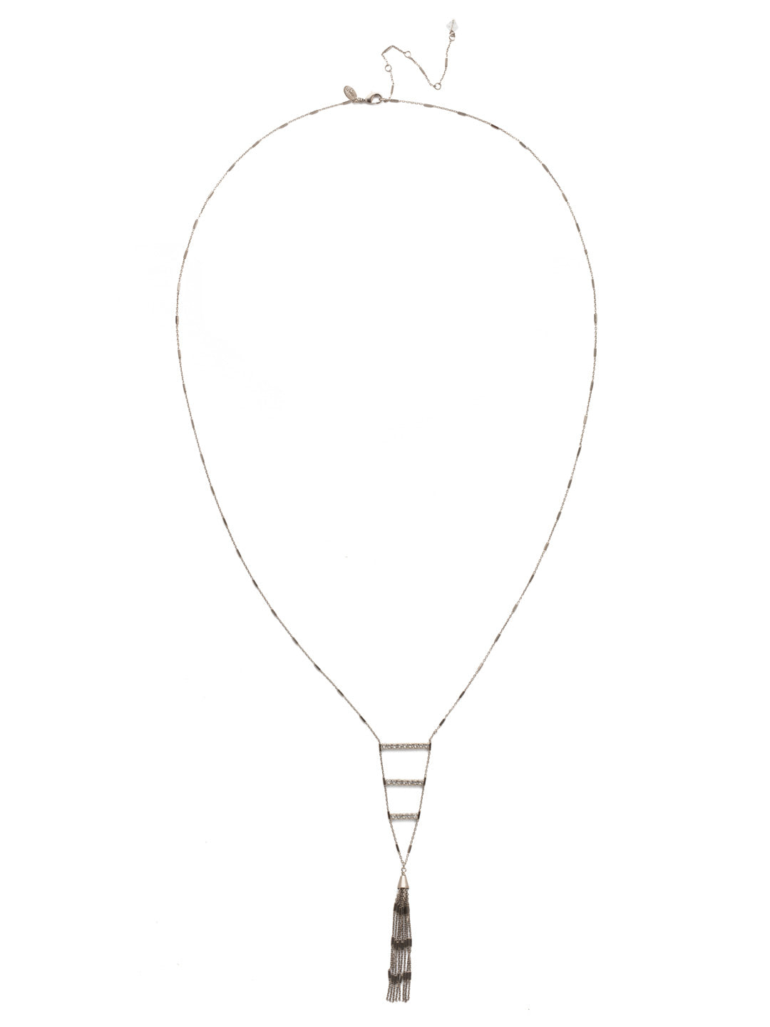 Giacinta Long-Strand Necklace - NEA30ASPLP - <p>A lovely little ladder! This delicate long strand features three bars of crystals finished off at a point by a dainty metal tassel. From Sorrelli's Polished Pearl collection in our Antique Silver-tone finish.</p>