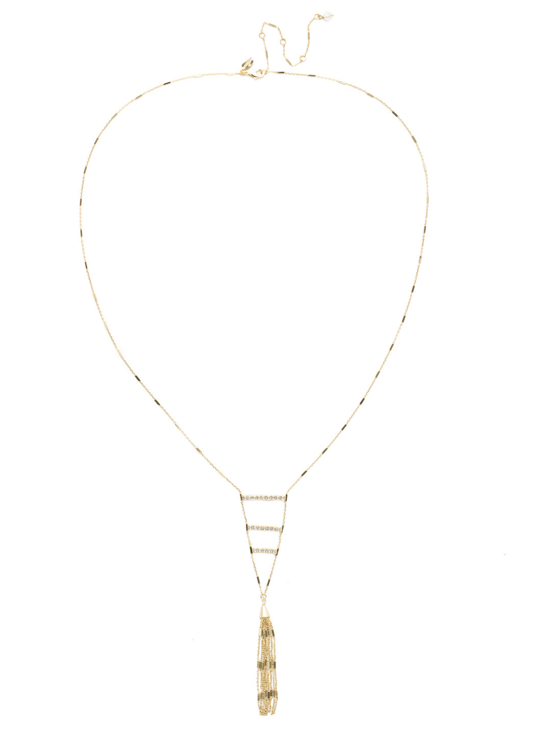 Giacinta Long-Strand Necklace - NEA30BGPLP - <p>A lovely little ladder! This delicate long strand features three bars of crystals finished off at a point by a dainty metal tassel. From Sorrelli's Polished Pearl collection in our Bright Gold-tone finish.</p>